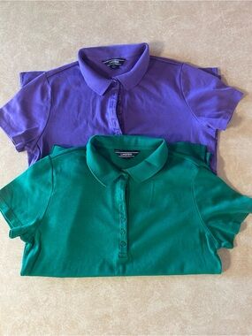 Lands' End Purple and Green Polo Shirt lot of 2. Women’s Medium